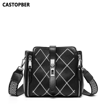 

2020 New Arrival Women's Shoulder Handbags Ladies Diamond Lattice Crossbody Bags Embroidery Split Leather Korean Style Bag Brand