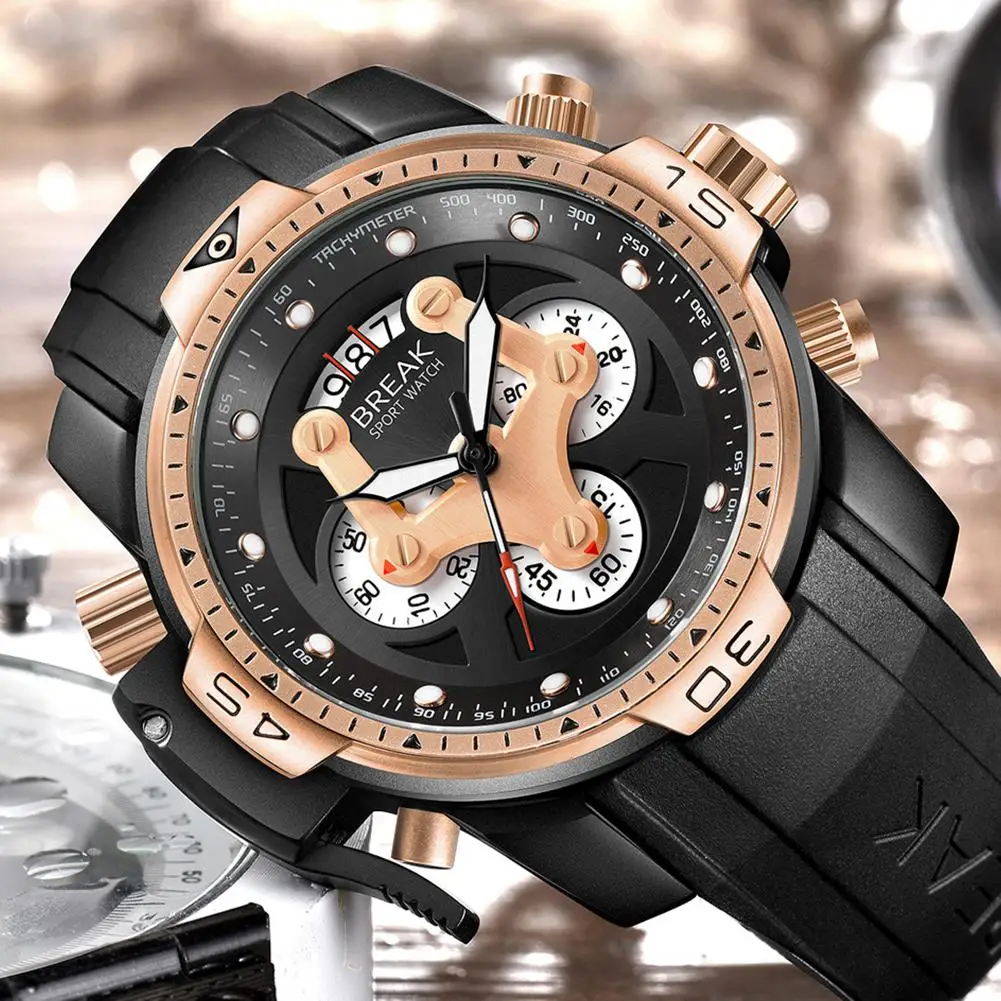 HobbyLane BREAK 5601 Модные мужские водонепроницаемые кварцевые спортивные наручные часы с большим циферблатом и календарем