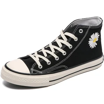 

2020 New Men Canvas Sneakers High Top Lovers Comfortable Shoes Flats Casual Women White Black Breathable Walking shoes