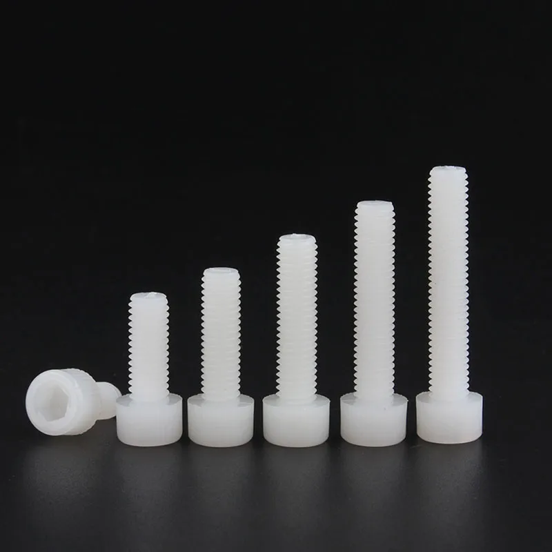 

50pcs/lot M3 white Plastic Nylon Round Pan Inner Hexagon Screw Bolt Length6 8 10 12 15 20 25mm