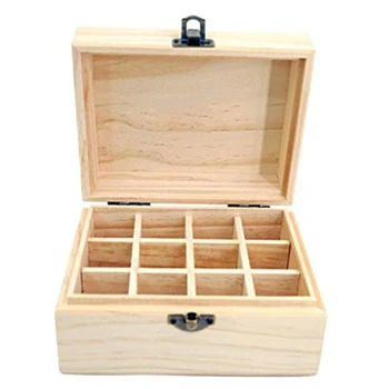 

12 Grids Wooden Essential Oil Natural Pine Wood Aromatherapy Boxes 5-15ml For Home Decor Handmade Crafts