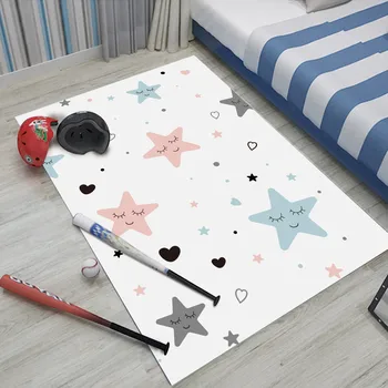 

Simple Style Children's Baby Rugs Flannel Carpet Star Smile Soft Children Children's Play Pattern Carpet Crawling Safe Floor