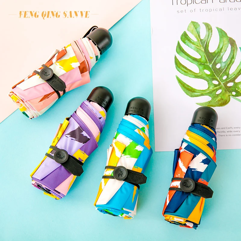

New Arrival Mini Umbrella Kids Windproof Colorful Pocket Umbrella Rain Women Anti UV Sun Protection Parasol 6K Small Umbrellas
