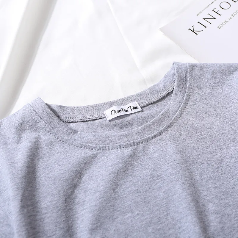 2020 Summer Short Sleeve T Shirts Women Cotton Solid T-shirt  O Neck High Waist Crop Top Tee Female Casual Loose  T Shirt
