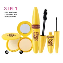 Набор для макияжа с натуральными глазами, удлиняющая Подкручивающая Тушь для бровей, стойкая Водостойкая Подводка для глаз, прессованная пудра, инструмент для макияжа