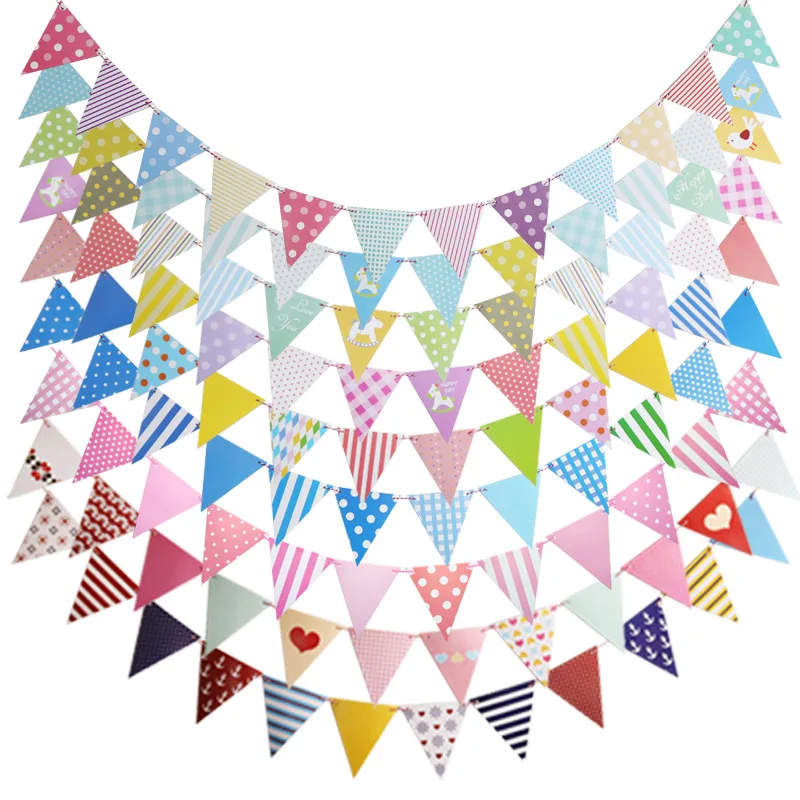 

Banner Strings Pink Side Blue three-pointed Flags Birthday Trojan Navy Birds Flag Streamers Children Decoration Party Supplies