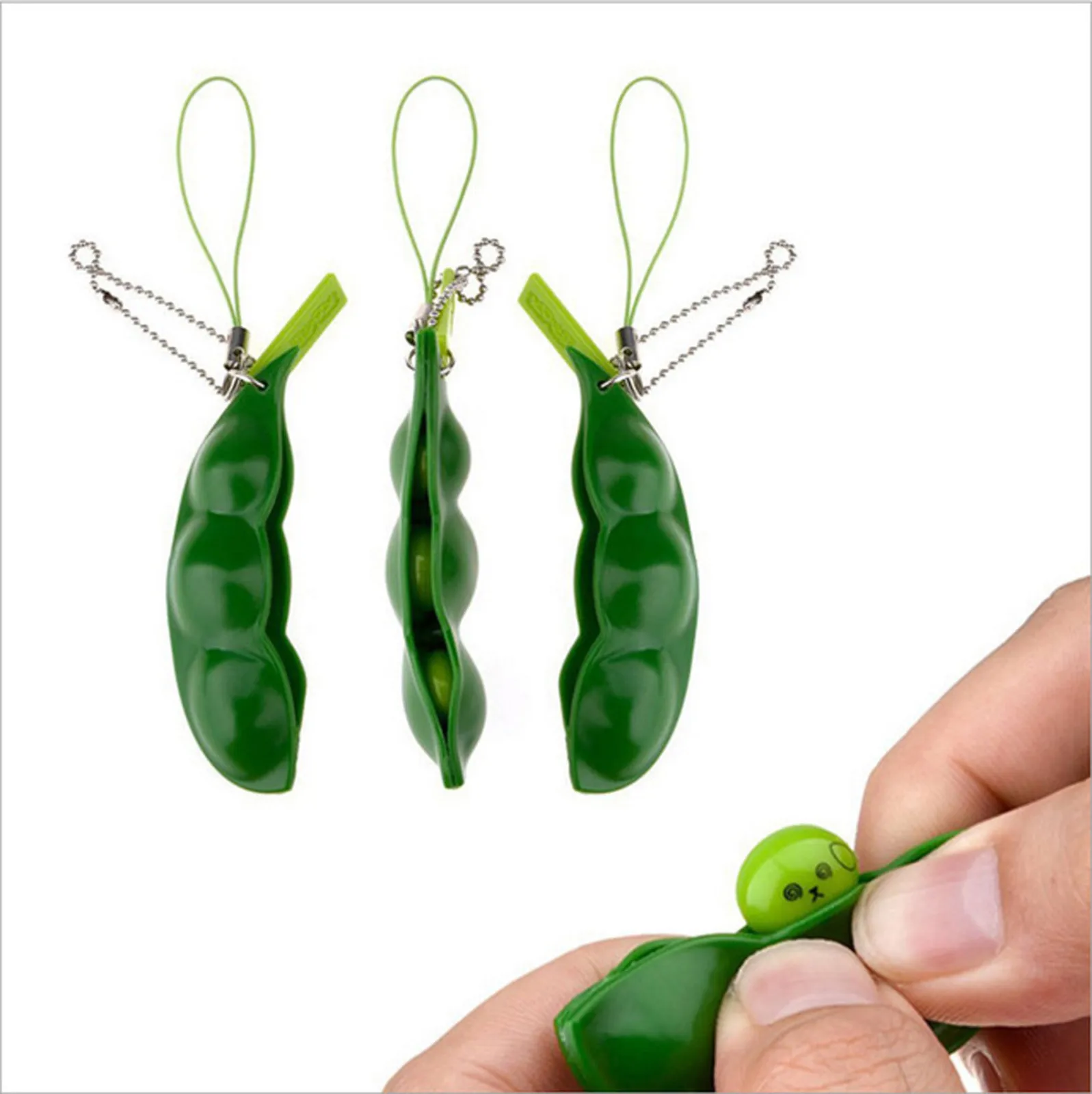 2021 Edamame Fidget Toy Squishy Squeeze Peas Beans Keychain Anti Stress Adult Rubber Boys Stress Decompression Kids Toys