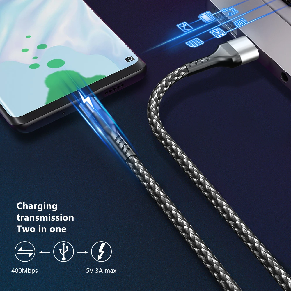 Магнитный Micro type-C USB нейлоновый кабель 3 А магнитный кабель для быстрой зарядки USB кабель для мобильных телефонов 1 м 2 м для всех смартфонов