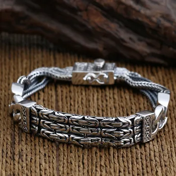 

S925 Sterling Silver Color Bracelets for Men Women Retro S925 Solid Thai Silver Chain Bracelets Fine Jewelry Birthday Best Gifts