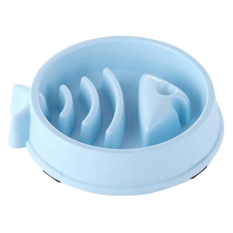 fish bone blue Миски для собак, кошек, домашних животных, медленная кормушка, портативная для кормления, миски для еды для щенков, собак, для предотвращения ожирения, товары для домашних животных - Цвет: fish bone blue