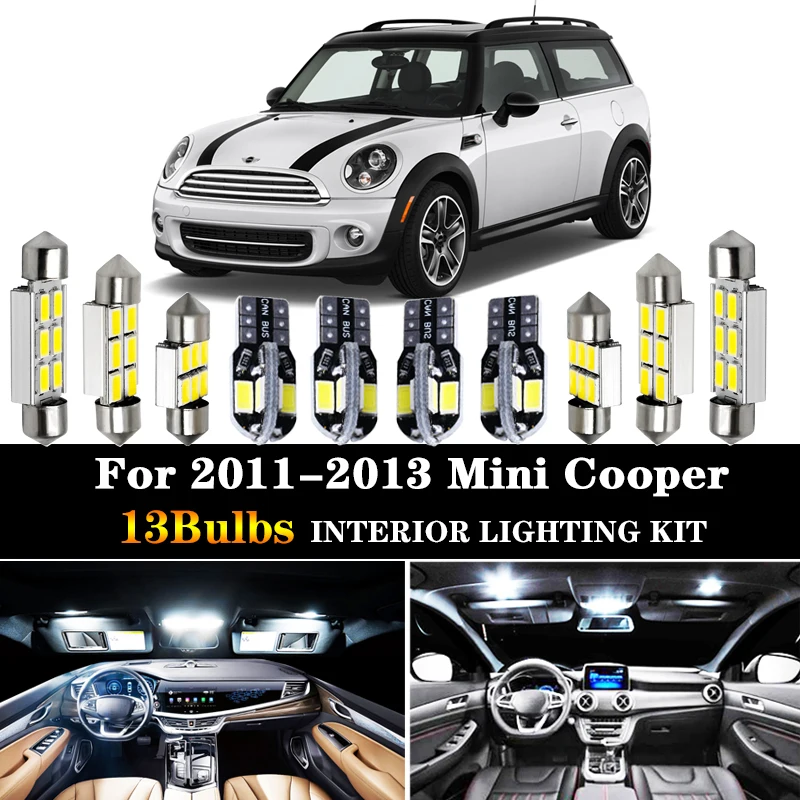 15x Mini Cooper White LED Lights Interior Package Kit R56