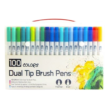 

Fine Liner Dual Tip Brush Pen Felt-Tip Pen Drawing Painting Watercolor Art Marker Pens School Supplies