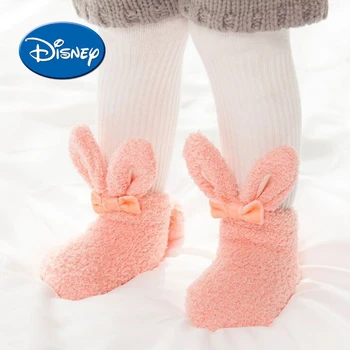 

DISNEY Fleec Baby Foot Socks Non-slip Silica Gel Socks Newborn Soft Cotton First Walkers Todler Shoes