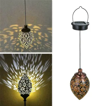 

Waterproof Solar Garden Light Outdoor Solar Lantern Hanging LED Light Olive Shape Sensitive Sensor Control Patio Garden Decor
