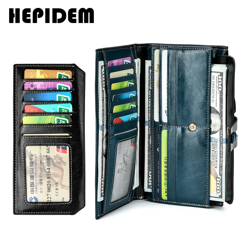 HEPIDEM RFID высокое качество длинный бумажник из натуральной кожи 2020 Новый женский