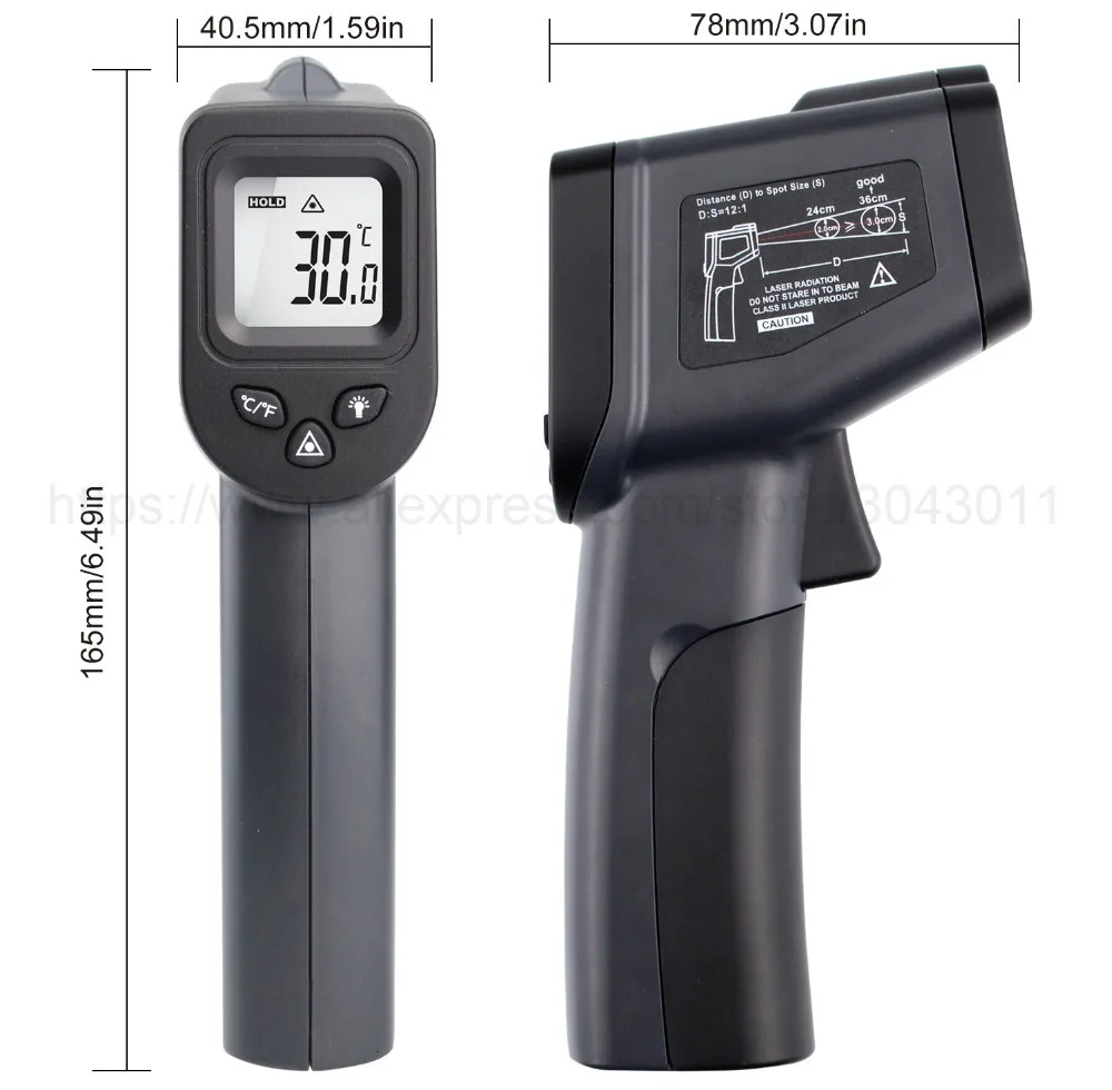 50-380/550 градусов ручной цифровой инфракрасный термометр Бесконтактный лазерный ЖК-дисплей ИК температуры пистолет инструменты