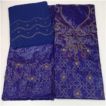 

Best Quality African Bazin Brocade Richer brocade Stones Beads Guinea Basin Garment lace Materials 3+2+2yards Per set For Dress