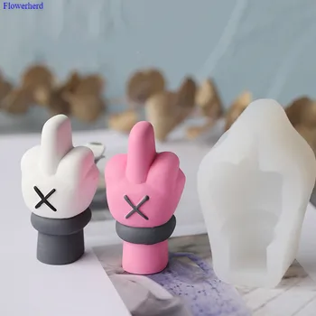 

Cartoon Cute Vertical Middle Finger Silicone Mold Aromatherapy Plaster Car Aromatherapy DIY Material Mold Fondant Molds