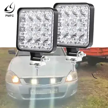 

PMFC 2PCS 48W LED Flood Beam Lights Square Off-road Bulb Lamp Light Fog Lighting Exterior For Jeep Cabin/Boat/SUV/Truck