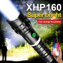 850000LM XHP160 Linterna LED de alta potencia Potente antorcha Luz XHP90 Linterna táctica recargable 18650 Tipo C Lámpara de mano USB