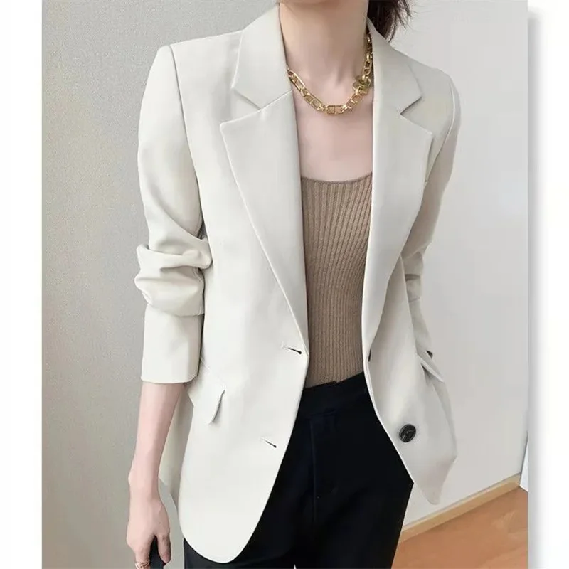 Women Blazer Black 2022 Autumn New Style Korean Temperament Fashion All-Match Design Sense Niche Suit Brown Suit Jacket Female
