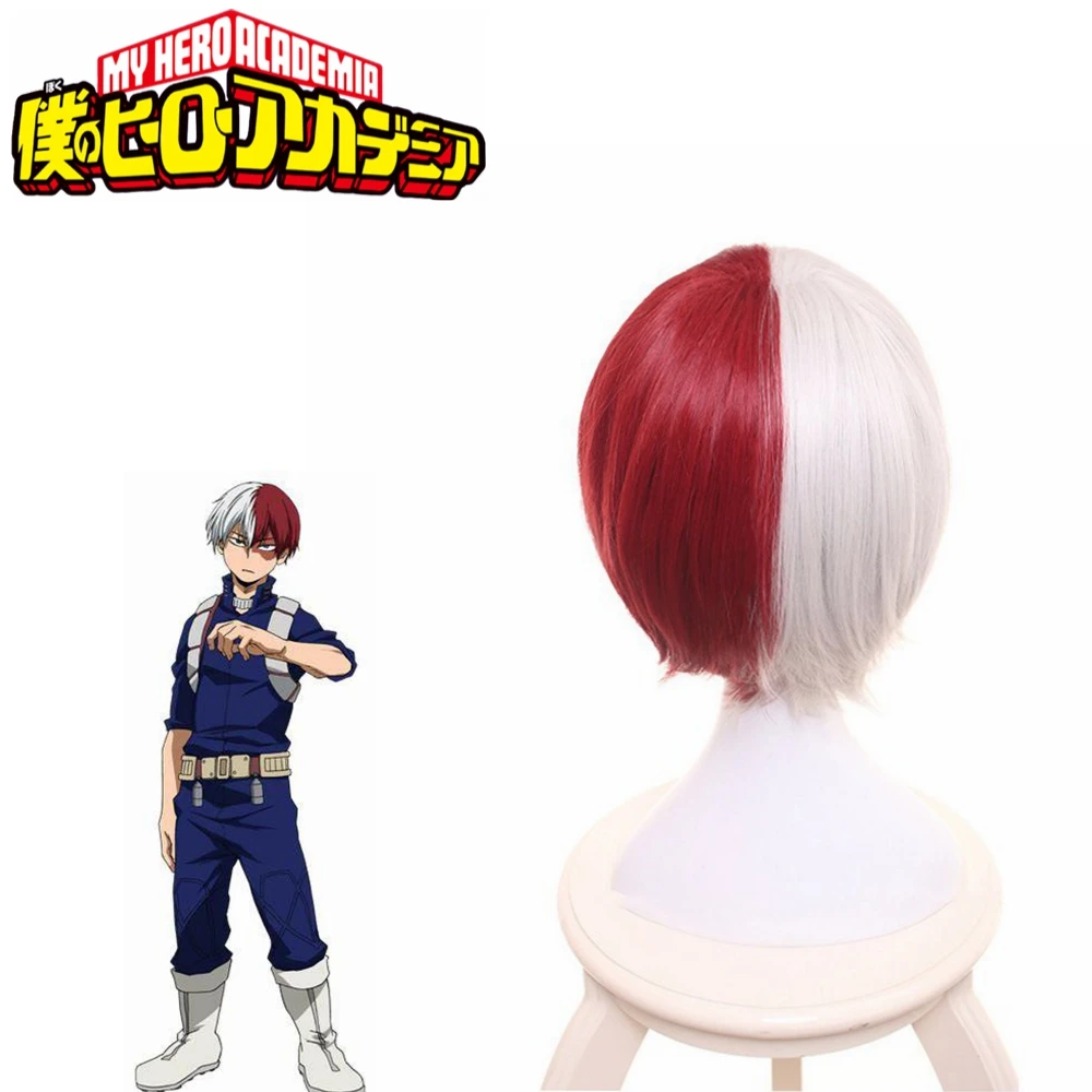 My Hero Academy Boku no Hiro Akademia шото Тодороки Shouto белый и красный парик для косплея+ шапка для парика