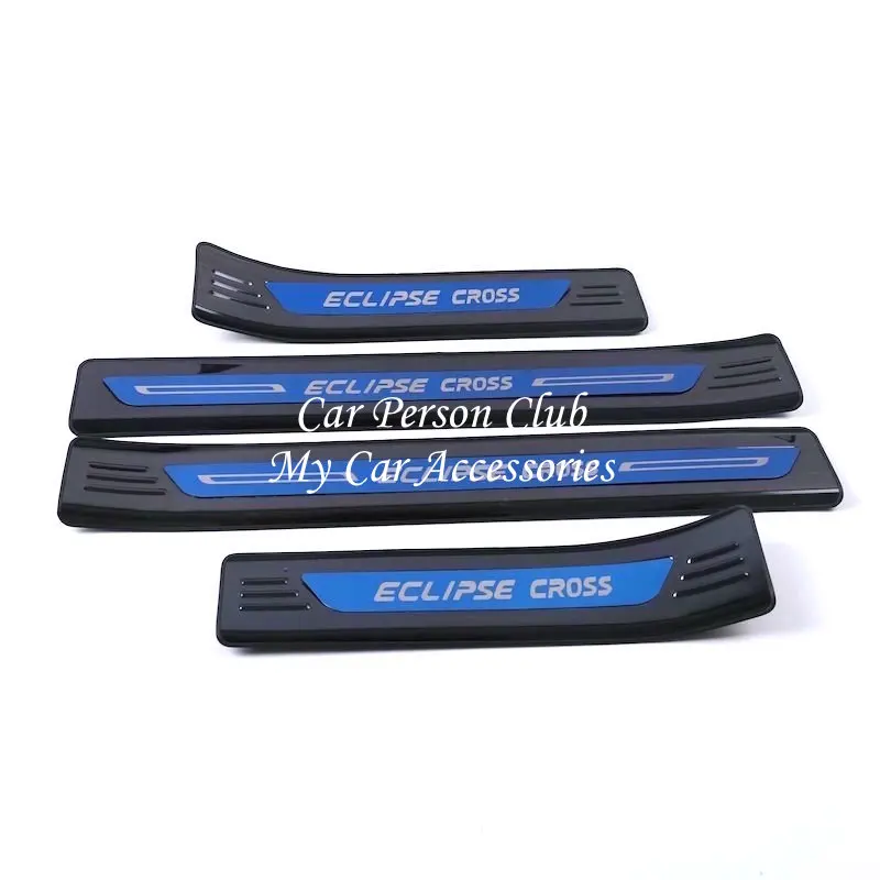 05-Black-Blue 4pcs Для Mitsubishi Eclipse Cross Накладка на порог двери защитная накладка из нержавеющей стали автомобильный аксессуар наклейка - Цвет: 05-Black-Blue 4pcs