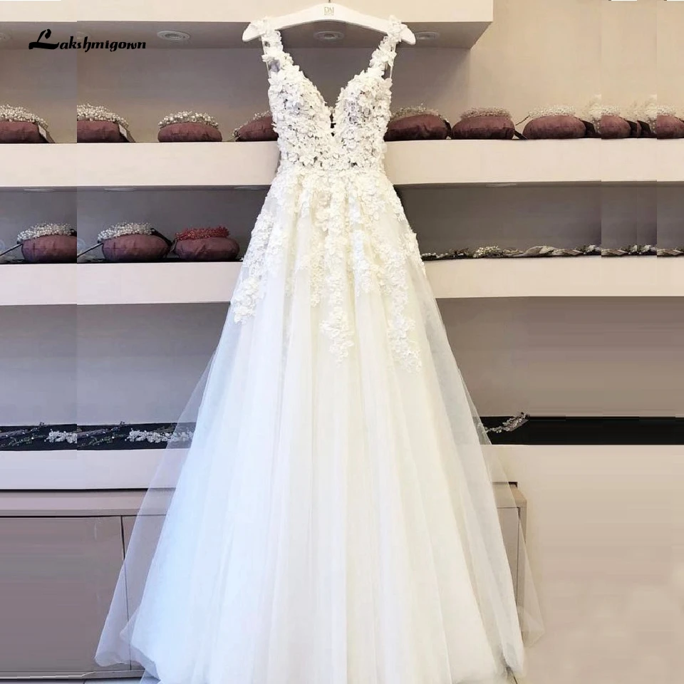 

Lakshmigown винтажное кружевное свадебное платье в стиле бохо 2020 Vestidos de Boda с глубоким V-образным вырезом сексуальные свадебные платья без рукавов открытая спина пол