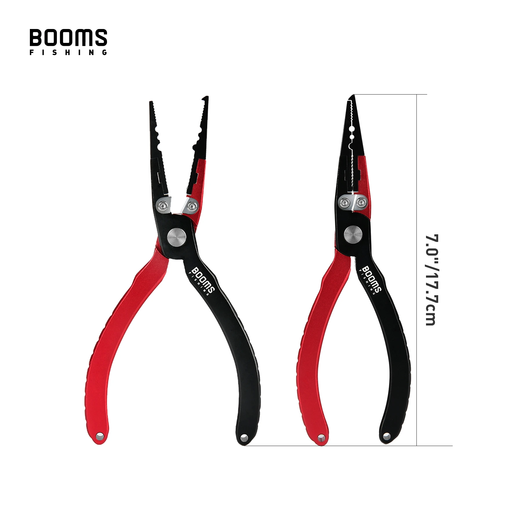 Booms Fishing X03 Fishing Pliers Aluminum Fish Hook Remover Braid Line Cutter Cutting Split Ring Tackle Tool with Lanyard Sheath