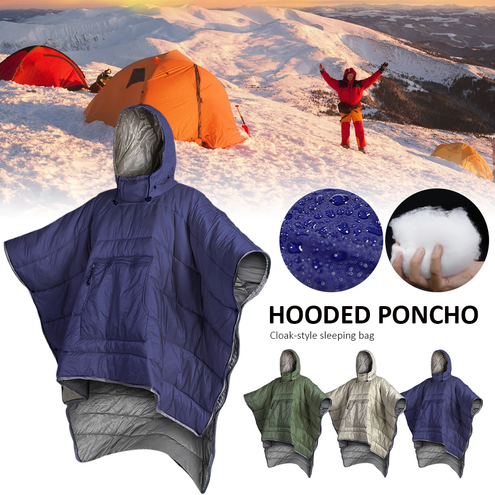 Winter Poncho Coat Camping Sleeping Bag Waterresistant Cloak Lazy Bags