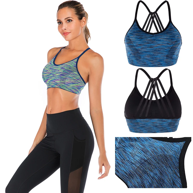 

LELINTA Women's Thin Sports Bra Shoulder Strap Adjustable Padded Top Suitable for Fitness Running Gym Seamless Sports Bra