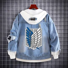 New Fashion Men's Jacket Giant Cowboy  Long Sleeve Animation Peripheral Blue Wing Trend Loose Hooded Cowboy Coat