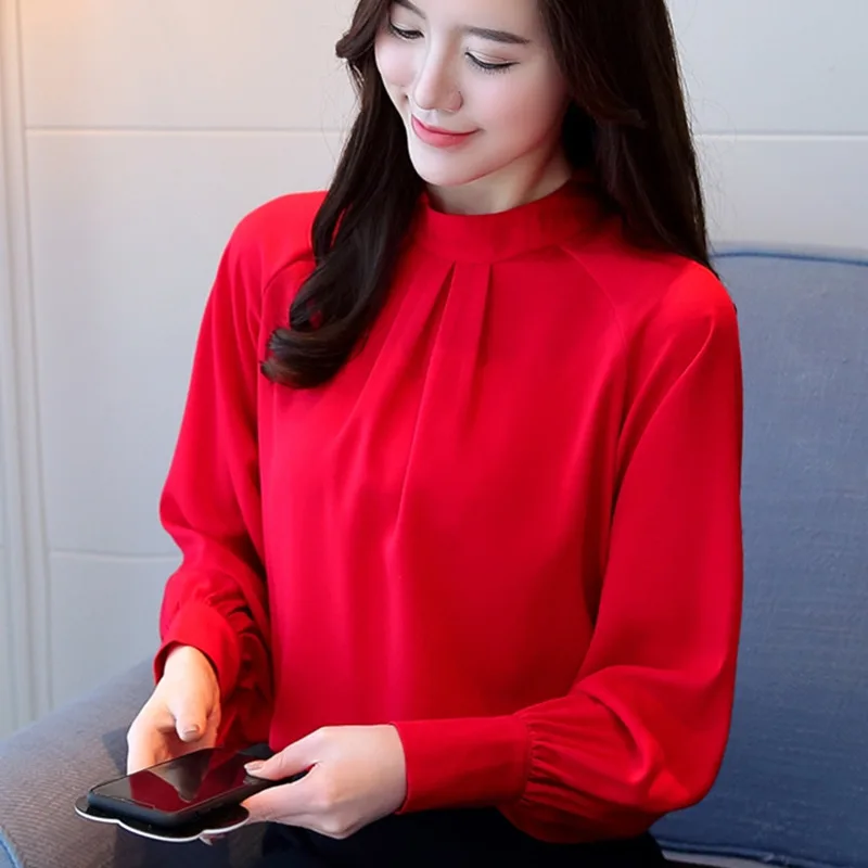 Mulheres Топы e Blusas de Manga comprida шифон Blusa Das Mulheres в форме Camisas Mujer женские топы