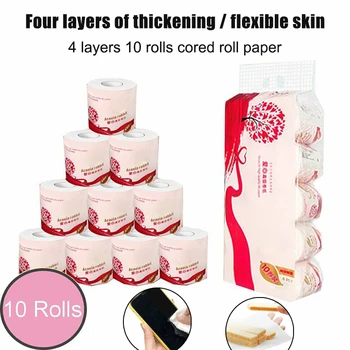 

High Quality 10 Rolls Toilet Paper 4 Layer Tissue Soft Skin-Friendly for Home Bathroom Hotel New