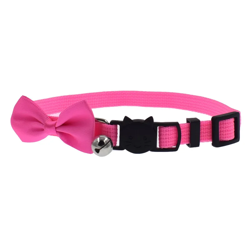 Pink Миска для щенка галстук Колокольчик в форме животного Нейлон Собаки аксессуары розовый красный зеленый ошейник Набор домашних животных светлые кошки синий оранжевый - Цвет: Pink