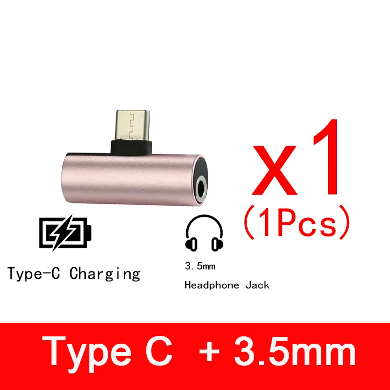 Двойные наушники 3,5 мм разъем типа C 2 в 1 аудио зарядное устройство конвертеры для Xiaomi Black Shark 2 Pro Mi9 чехол Chraging адаптер сплиттер - Цвет: 1pcs Pink