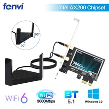 2974 Мбит/с PCIe Wifi6 адаптер Intel AX200 Wifi карта Беспроводная Bluetooth 5,1 Двухдиапазонная 2,4G/5Ghz 802.11ax/ac внешняя магнитная антенна