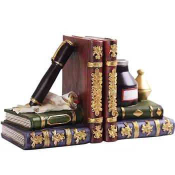 

Retro Decorative Bookends Resin Handmade Vintage Bookstand Adjustable Bookshelf Book Rack Stopper Table Storage Desk Organizer