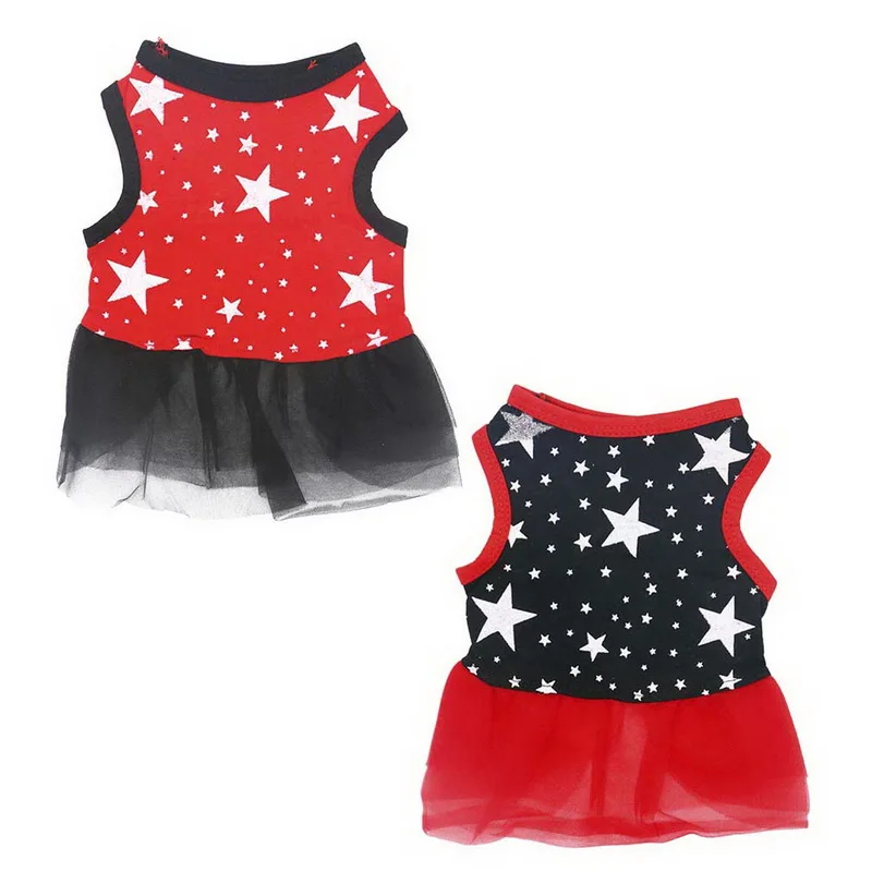 HoomallSummerDogDressBreathableYarnStarPrintPrincessDressFor