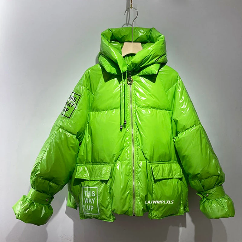 2020 New glossy hooded Winter coat Women coat