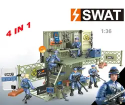Военный 4 в 1 антитеррористический командный центр сцена полицейский солдат фигурки строительный блок спецназ Кирпичи игрушки для