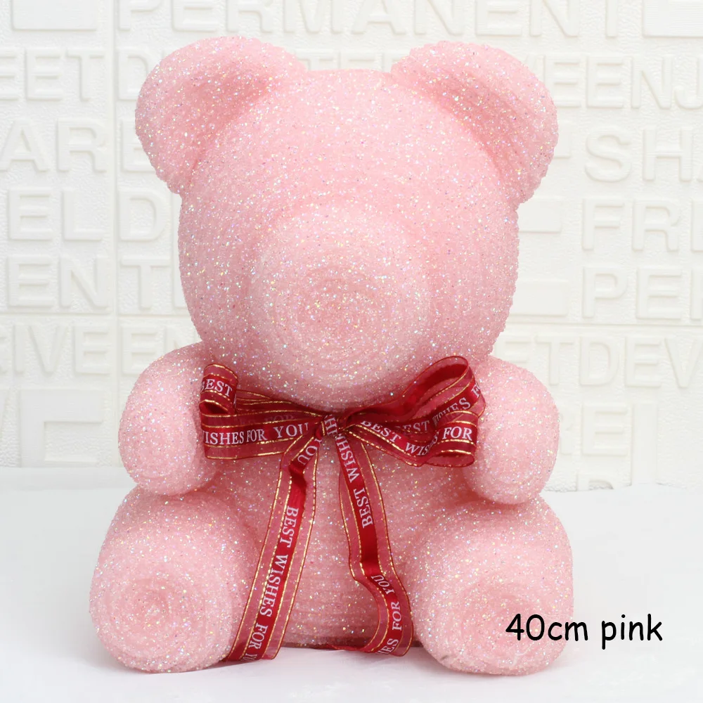 40cm Pink С кристалалми и стразами медведь розовой мишкой для подарок ко Дню Святого Валентина мишка со стразами девушке на день рождения Рождество Подарки на год - Цвет: 40cm Pink