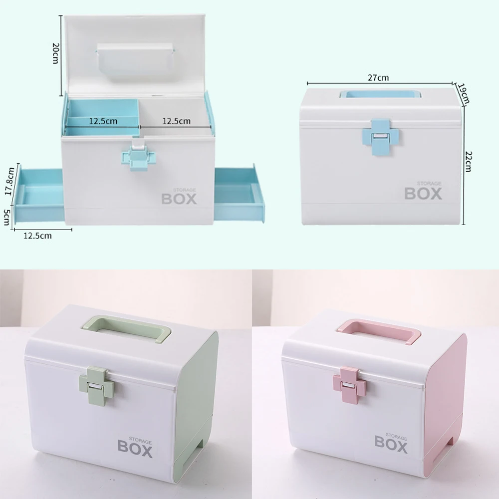 Medicine Box First Aid Kit Storage Box Plastic Container Emergency Kit Portable Multi-Layer Large Capacity Storage Organizer