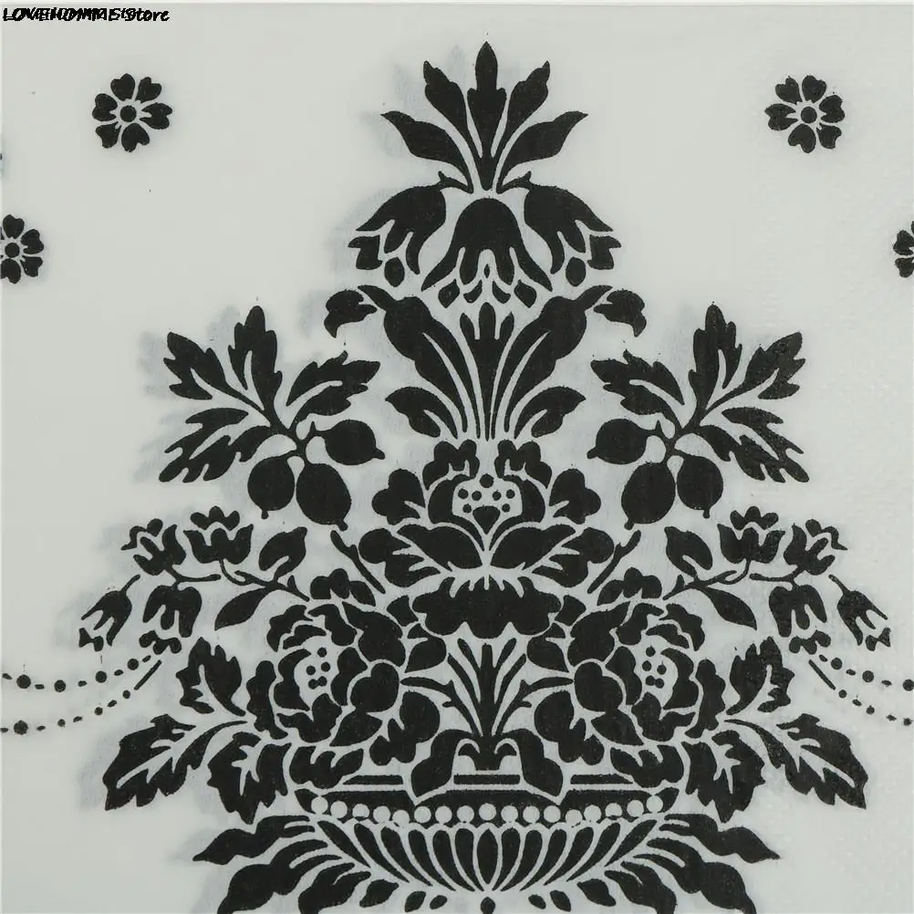 20Pcs/Pack Napkins Paper Flower Pattern Decoupage Napkin Paper Tissue for Xmas Wedding Decor Party Table Supplies