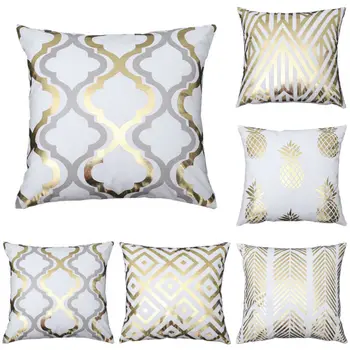 

Nordic Style 45 x 45cm Pillowcase Gold Foil Print Sofa Waist Throw Cushion Cover Living Room Decor Simple And Stylish Pillowcase