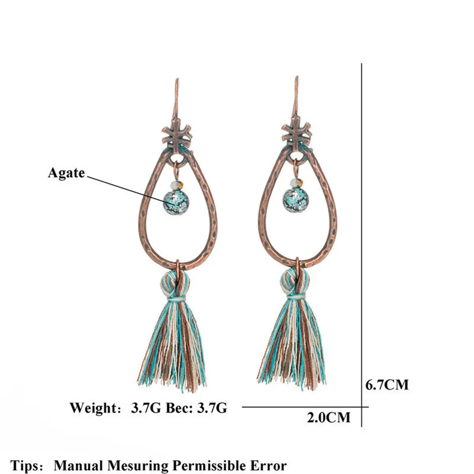 Exaggerated natural stones bead long tassel earrings 2020 New bohemian brincos bijoux Crystal dangle drop earrings women jewelry（1-1） (16)