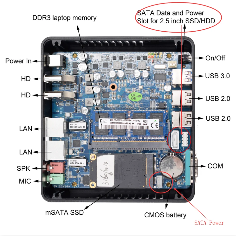Четырехъядерный Мини ПК Windows Celeron N3160 J3160 J1900 Dual LAN Мини компьютер intel HD graphics MSATA SSD HTPC неттоп Barebone