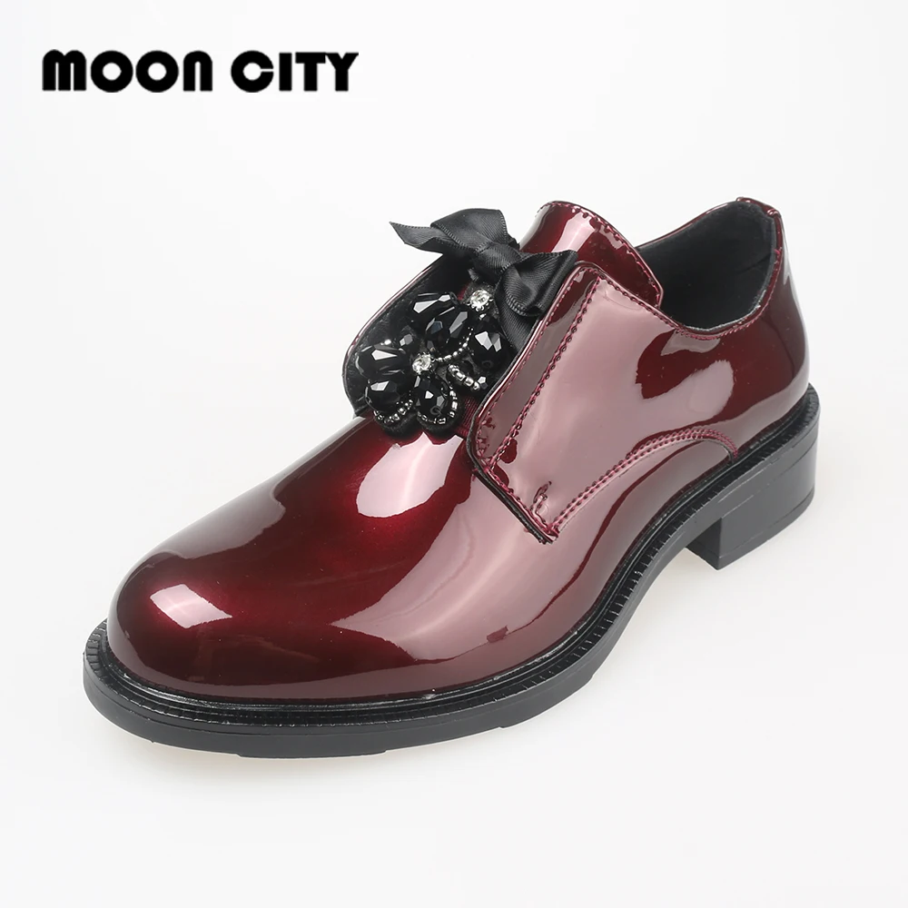 Women's shoes Oxford Shoes Woman loafers moccasins Lady Patent leather shoes Female Casual Shoes New crystal formal Footwear