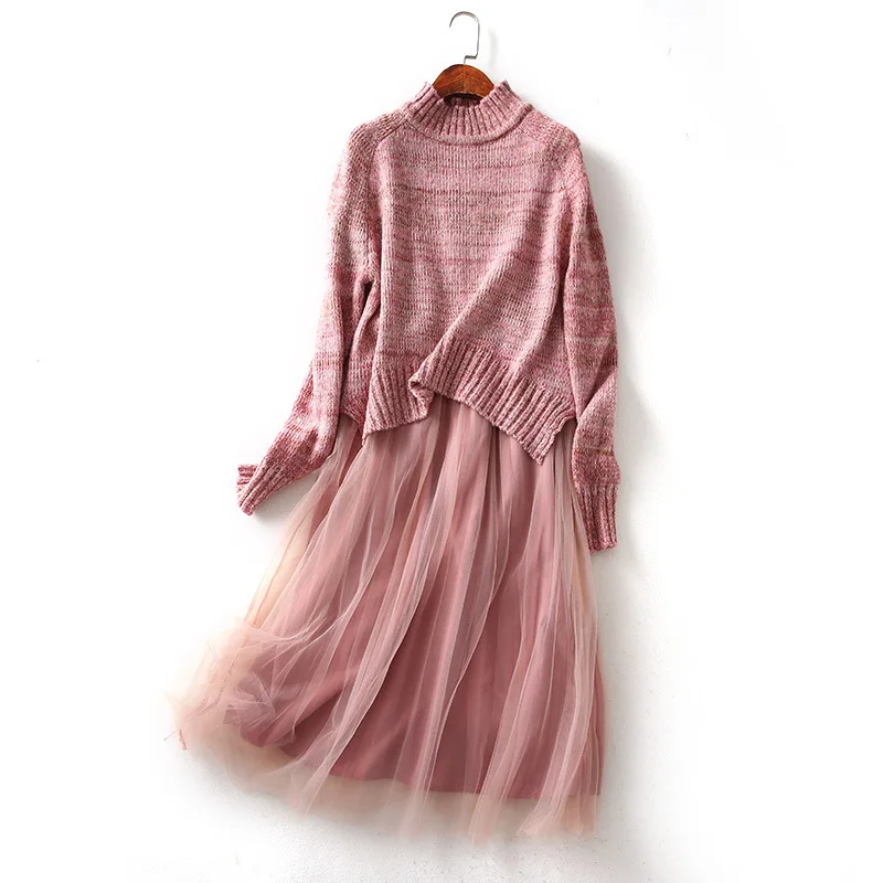 

One's 2019 New Style Comfortable Warm Woolen Sweater Strapped Dress Western Style Knitted Dress Women's Entity