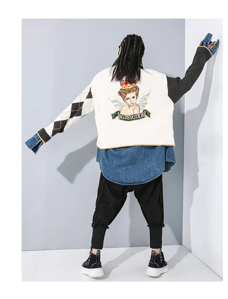 SuperAen новые весенние куртки для женщин деним сплайсинг плюс размер нерегулярные женские куртки поддельные две части модная женская одежда